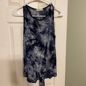 Navy blue tye-dye cropped muscle tank